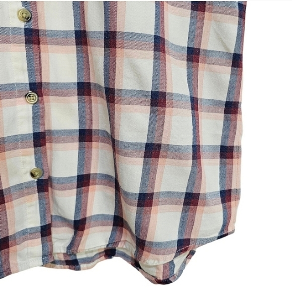 Marine Layer Presley Shirt Medium Plaid Button Up Short Sleeve Casual Rosewood - Picture 9 of 12